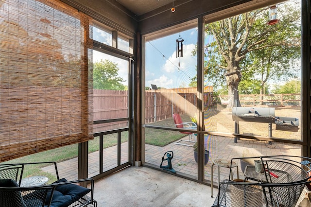 view of unfurnished sunroom