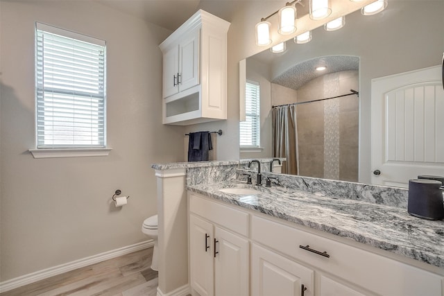 bathroom with a healthy amount of sunlight, vanity, and toilet