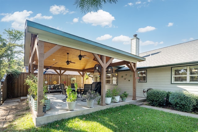 view of patio with ceiling fan