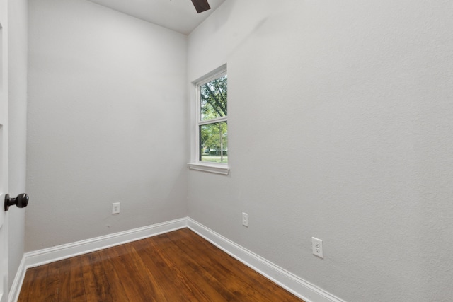 unfurnished room with hardwood / wood-style flooring and ceiling fan