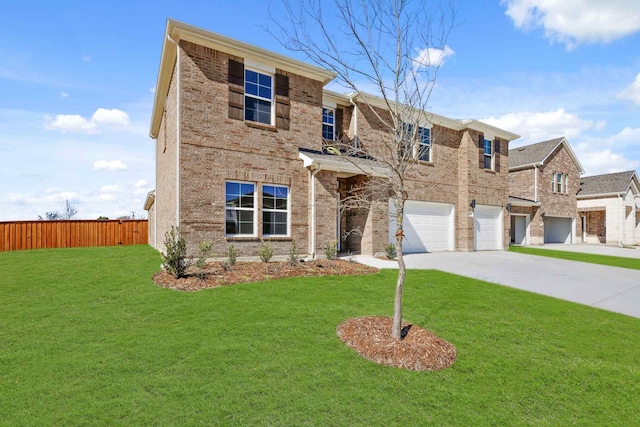 view of front facade with a garage and a front yard