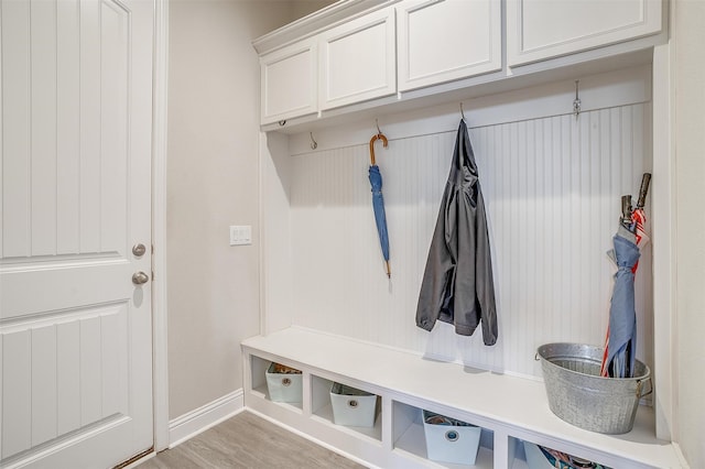 mudroom featuring light hardwood / wood-style flooring