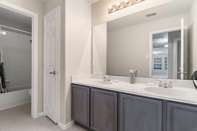 bathroom with vanity and plus walk in shower