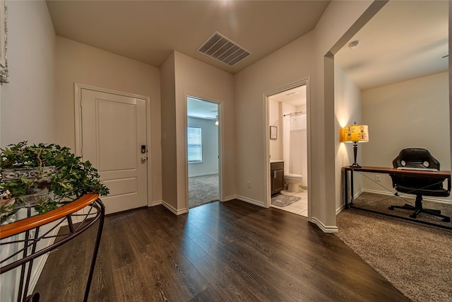 foyer featuring dark wood-type flooring