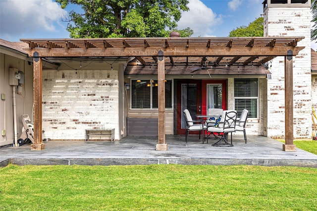 view of patio featuring a pergola