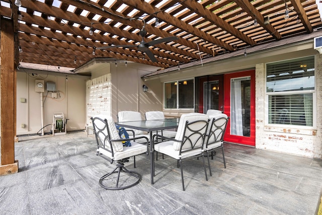 view of patio featuring a pergola