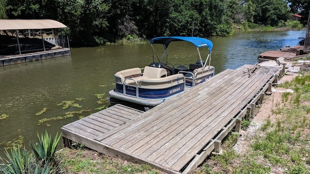 dock area with a water view