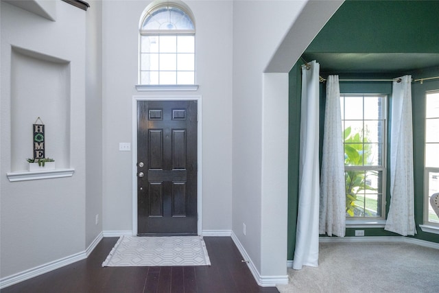 foyer with dark wood-type flooring