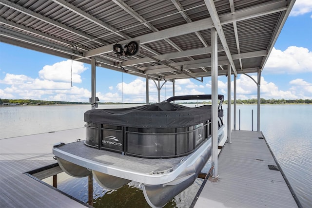 view of dock featuring a water view