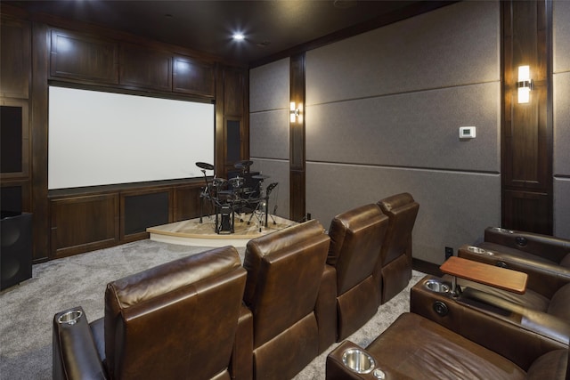 view of carpeted home theater room