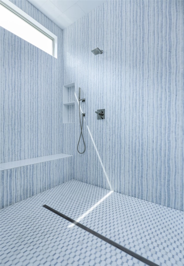 bathroom featuring walk in shower