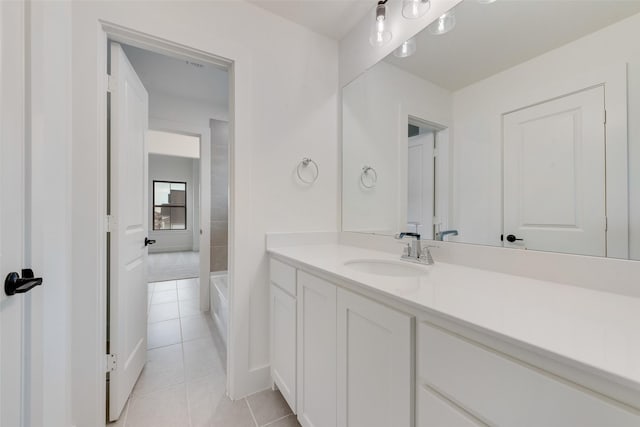 bathroom featuring vanity and tile patterned floors