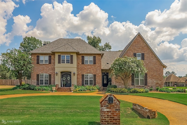 view of front facade featuring a front lawn