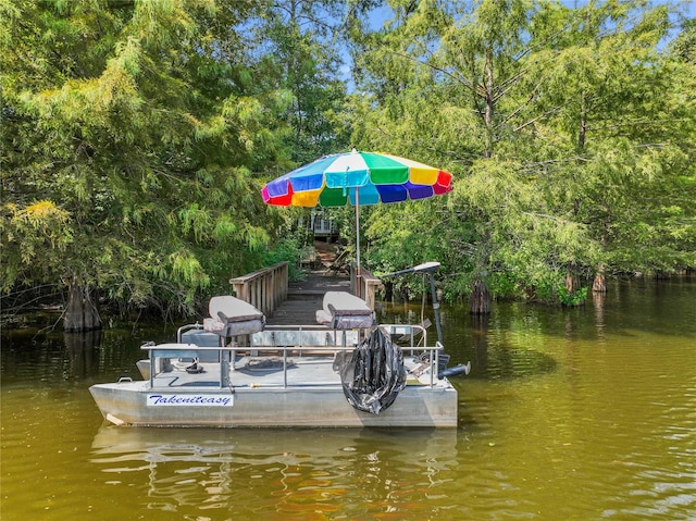 dock area featuring a water view