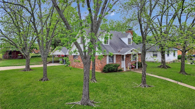 view of front facade with a front lawn