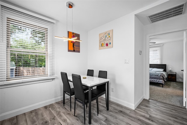 dining room with plenty of natural light and hardwood / wood-style floors