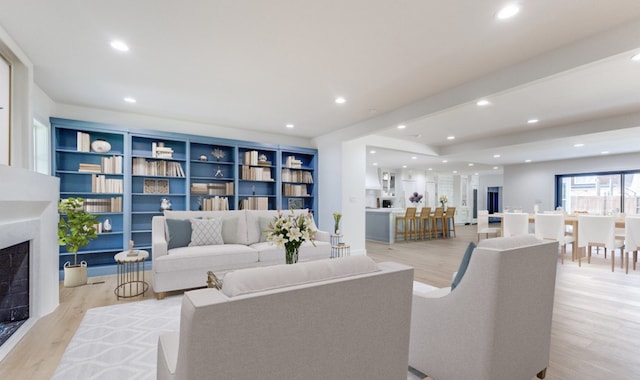 living room with light wood-type flooring