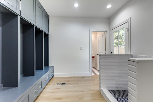 mudroom featuring light wood-type flooring