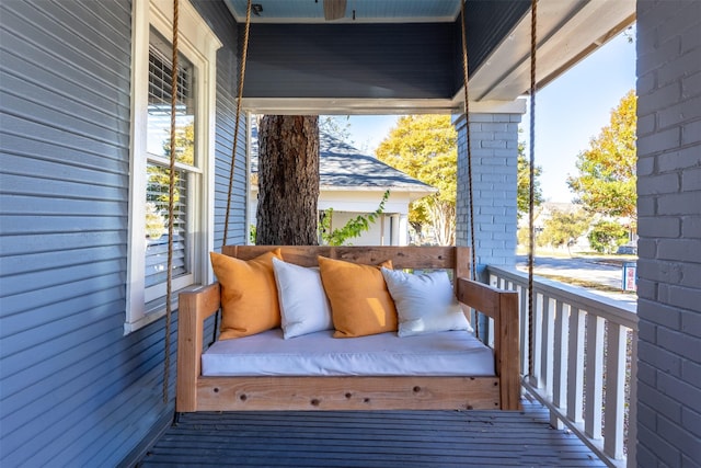 deck featuring a porch