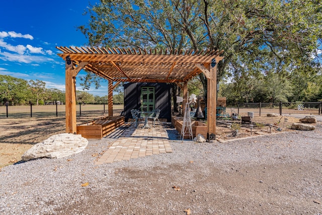 exterior space with a pergola