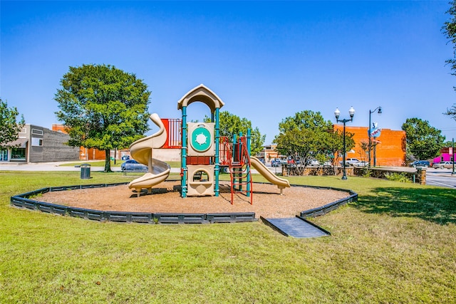 view of play area featuring a yard