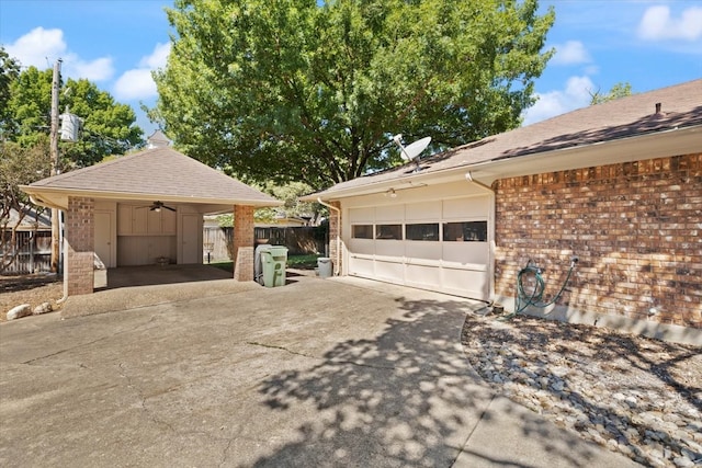 view of side of home with a garage