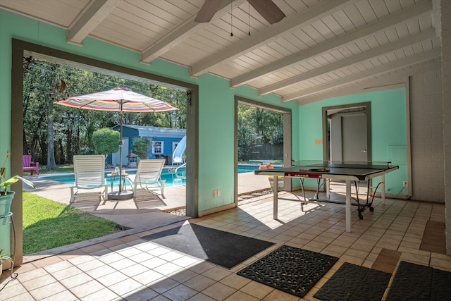 view of patio with ceiling fan