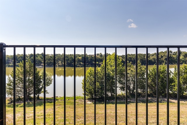 exterior space featuring a water view