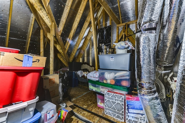 view of unfinished attic