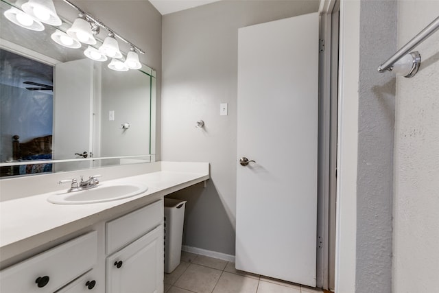 bathroom with vanity and tile patterned floors