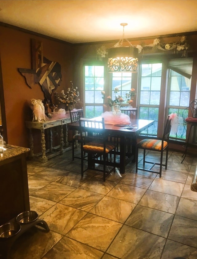 dining area with a chandelier and a wealth of natural light