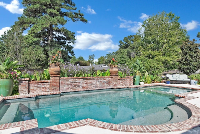 view of swimming pool with a patio