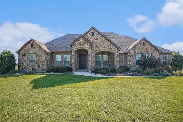 view of front facade featuring a front yard