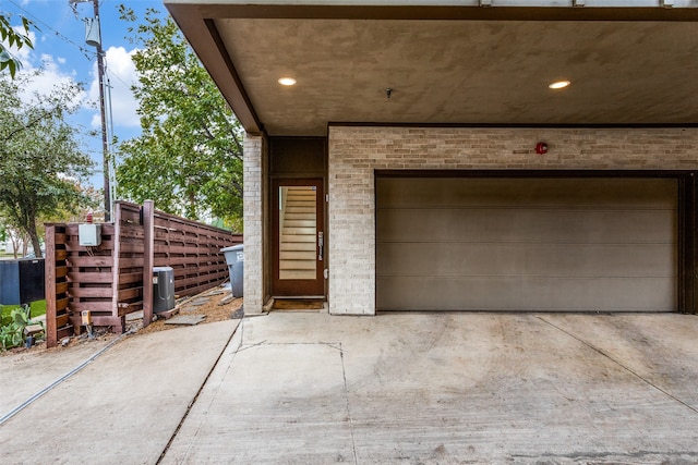 view of garage