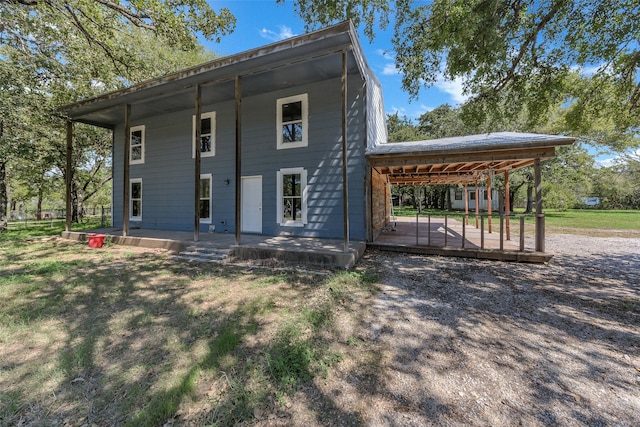 view of front of home with a wooden deck