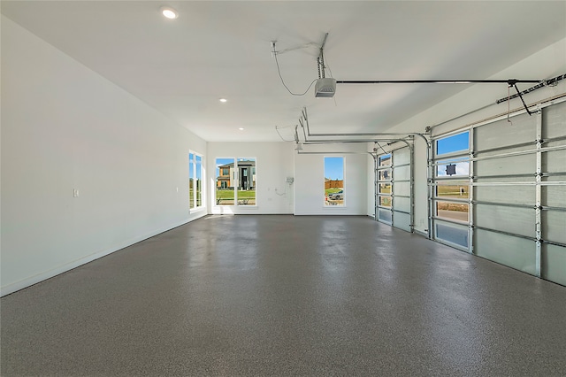 garage with a garage door opener