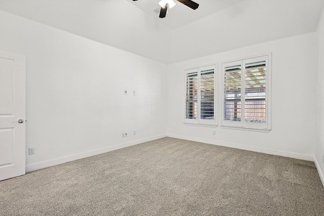 spare room featuring carpet floors and ceiling fan