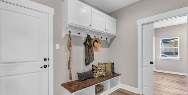 mudroom featuring light wood-type flooring