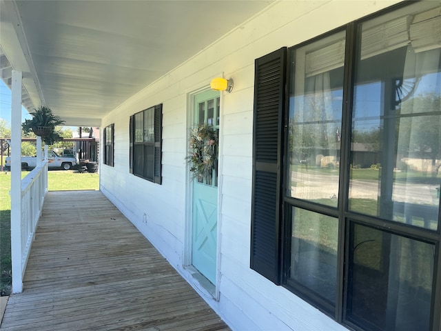 wooden deck with covered porch