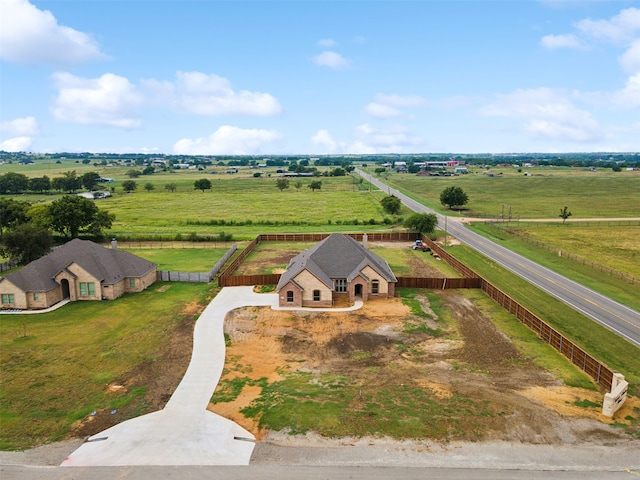 bird's eye view with a rural view