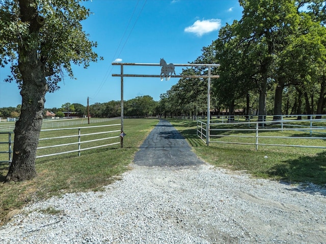 view of road with a rural view