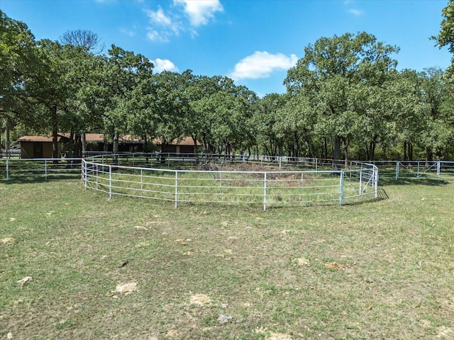 view of yard with a rural view