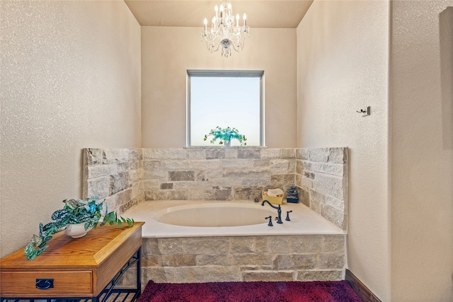 bathroom with tiled bath