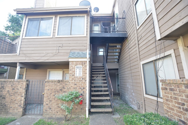 doorway to property with a balcony