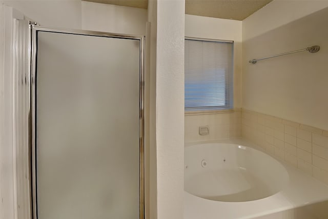 bathroom with shower with separate bathtub