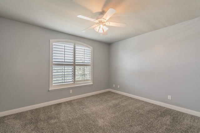 empty room featuring ceiling fan and carpet floors