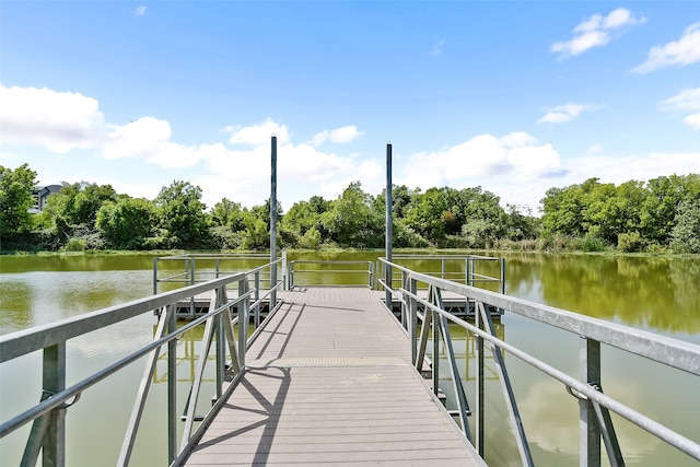 dock area featuring a water view