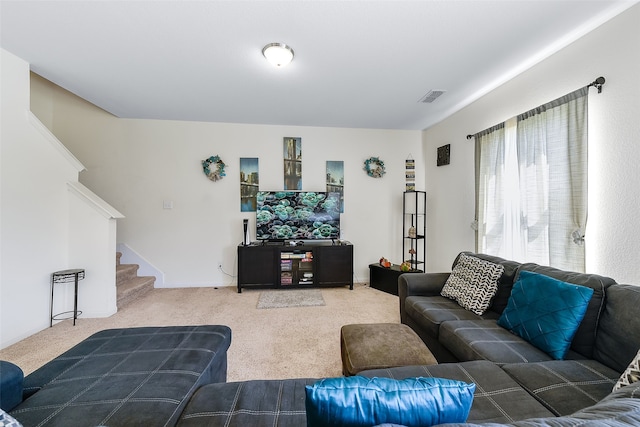 living room featuring carpet floors