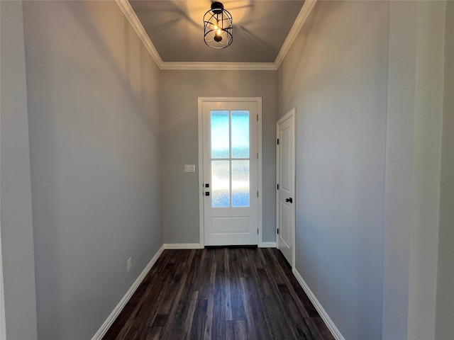 102 Levi Dr, Cleburne, TX 76031 - doorway with dark wood-style floors, crown molding, and baseboards