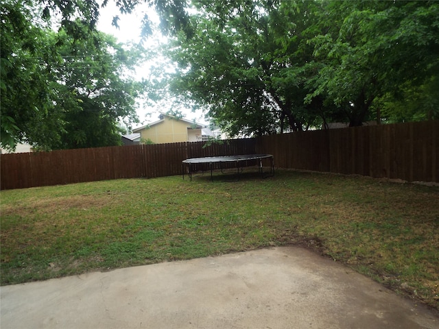 view of yard featuring a patio and a trampoline